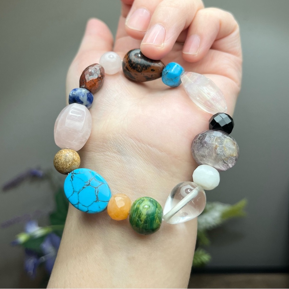 Multi-Gemstone Beaded Stretch Bracelet - Women Jewelry